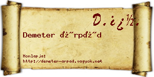 Demeter Árpád névjegykártya