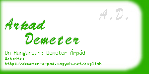 arpad demeter business card
